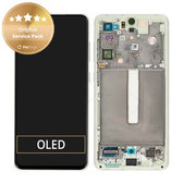 дисплей за Samsung S21 FE G990B, Тъчскрийн и рамка, GH82-26414C, GH82-26420C, GH82-26590C, Green, Genuine Service Pack