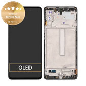 дисплей за Samsung M52 5G M526B, Тъчскрийн и рамка, GH82-27091A, GH82-27094A, черен, Black, Genuine Service Pack