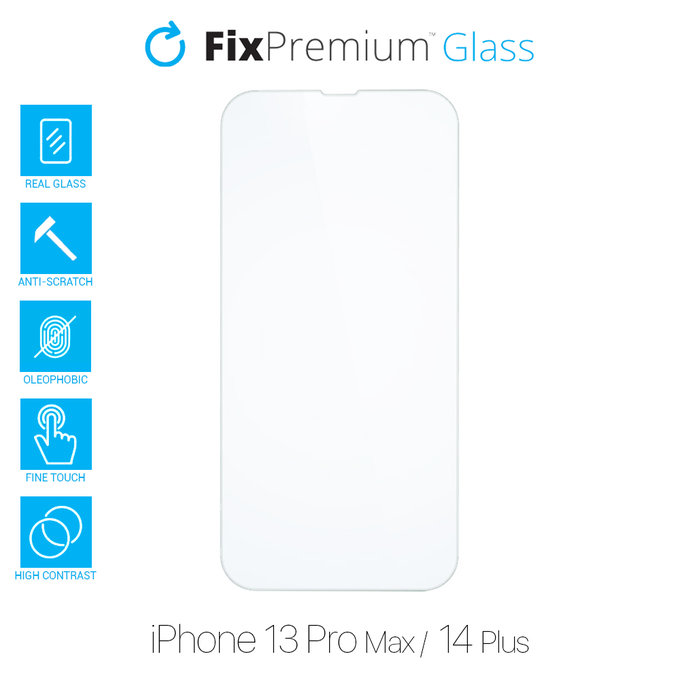 Закалено стъкло за iPhone 13 Pro Max и 14 Plus, FixPremium