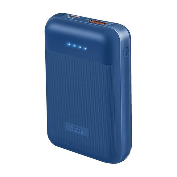 Външна батерия 10 000 mAh, USB, USB-C PowerDelivery 20W, Синьо, Blue, SBS