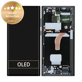 дисплей за Samsung S22 Ultra S908B, Тъчскрийн и рамка, GH82-27488E, GH82-27489E, Graphite, Genuine Service Pack