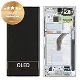 дисплей за Samsung Galaxy S22 Ultra S908B, Тъчскрийн и рамка, GH82-27488C, GH82-27489C, Phantom White, Genuine Service Pack