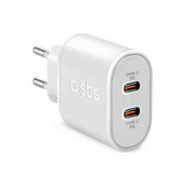20W заряден адаптер 2x USB-C Power Delivery, Бял, White, SBS