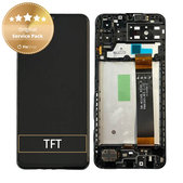 дисплей за Samsung A13 A135F, Тъчскрийн и рамка, TFT, GH82-28508A, GH82-28653A, черен, Black, Genuine Service Pack