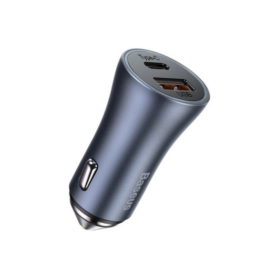Автомобилно зарядно, USB, USB-C, 3A, Сив, Gray, Baseus