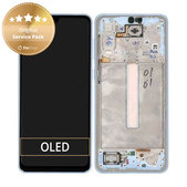 дисплей за Samsung A33 5G A336B, Тъчскрийн и рамка, TFT, GH82-28143C, GH82-28144C, Awesome Blue, Genuine Service Pack