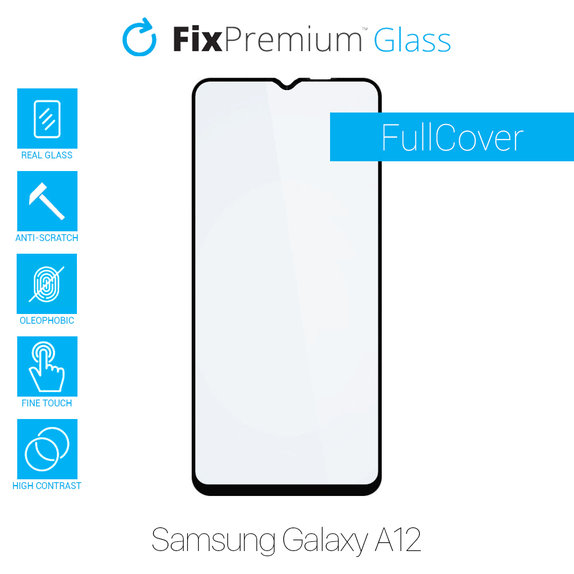 Закалено стъкло FullCover за Samsung A12, FixPremium
