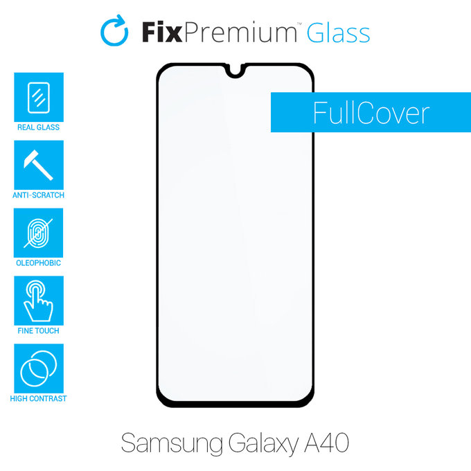 Закалено стъкло FullCover за Samsung A40, FixPremium