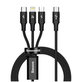 USB-C 3в1 кабел (USB-C, Lightning, Micro-USB), 1.5m, Черно, Black, Baseus