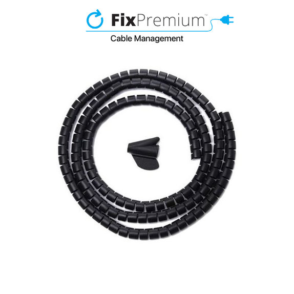 Органайзер за кабели – тръба 10mm, дължина 2m, Черно, Black, FixPremium