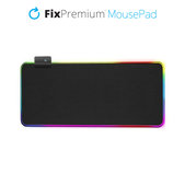 Подложка за мишка и клавиатура с RGB, 90x40cm, Черно, Black, FixPremium