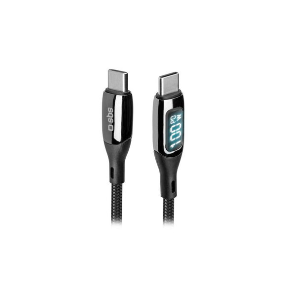USB-C / USB-C кабел с LCD и PowerDelivery 100W, 1m, Черно, Black, SBS