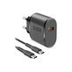 Зарядно устройство USB-C + USB-C / USB-C кабел, 1m, 15W, Черно, Black, SBS