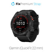 Силиконова каишка за Garmin (QuickFit 22mm), Черно, Black, FixPremium