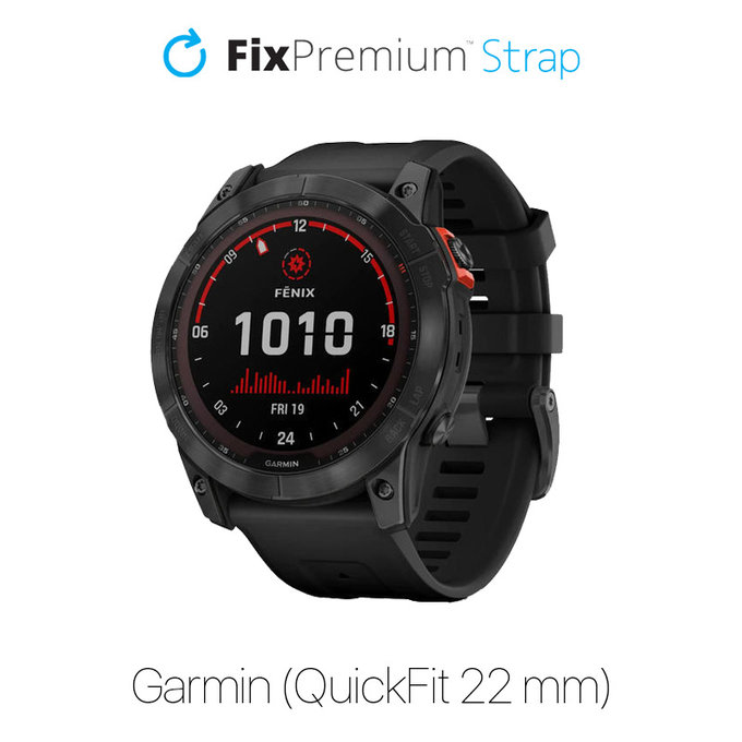 Силиконова каишка за Garmin (QuickFit 22mm), Черно, Black, FixPremium