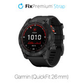 Силиконова каишка за Garmin (QuickFit 26mm), Черно, Black, FixPremium