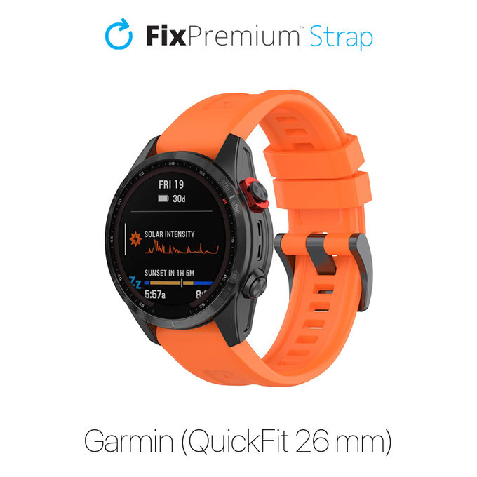Силиконова каишка за Garmin (QuickFit 26mm), Oранжев, Orange, FixPremium