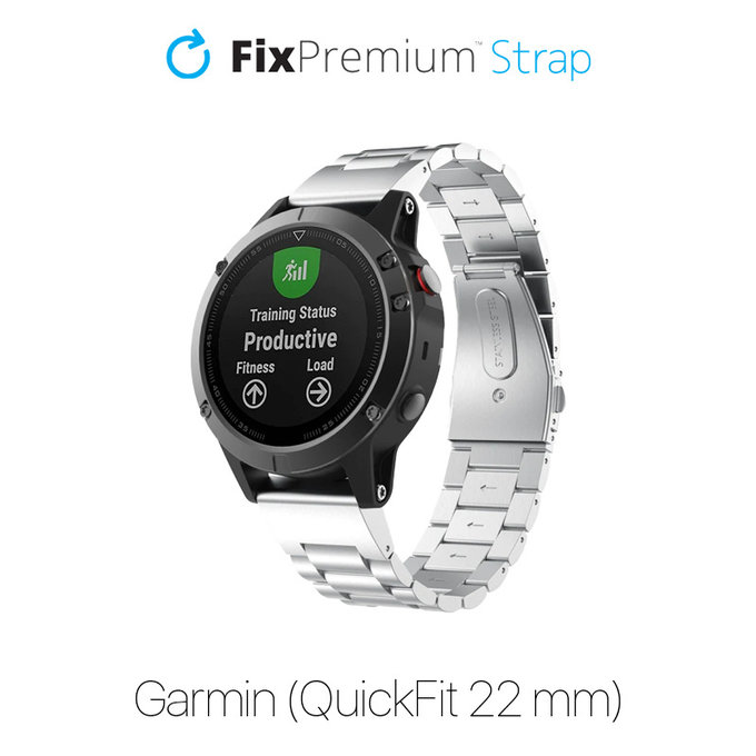 Стоманена каишка за Garmin (QuickFit 22mm), сребърен, silver, FixPremium