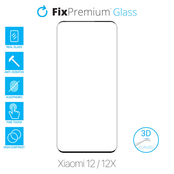 3D закалено стъкло за Xiaomi 12 и 12X, FixPremium
