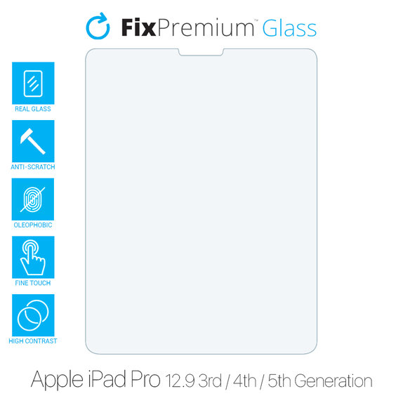 Закалено стъкло за Apple iPad Pro 12.9" (3rd Gen 2018, 4th Gen 2020, 5th Gen 2021, 6th Gen 2022), FixPremium Glass