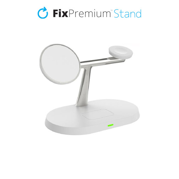 MagSafe стойка 3в1 за iPhone, Apple Watch и AirPods, Бял, White, FixPremium