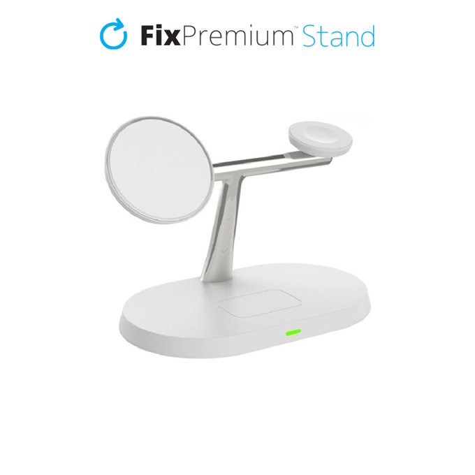 MagSafe стойка 3в1 за iPhone, Apple Watch и AirPods, Бял, White, FixPremium