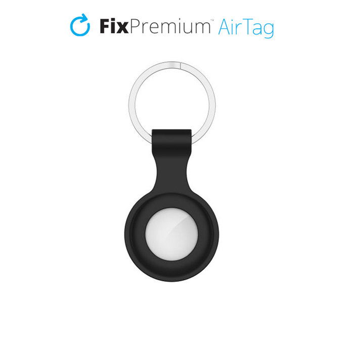 Силиконов ключодържател за AirTag, Черно, Black, FixPremium