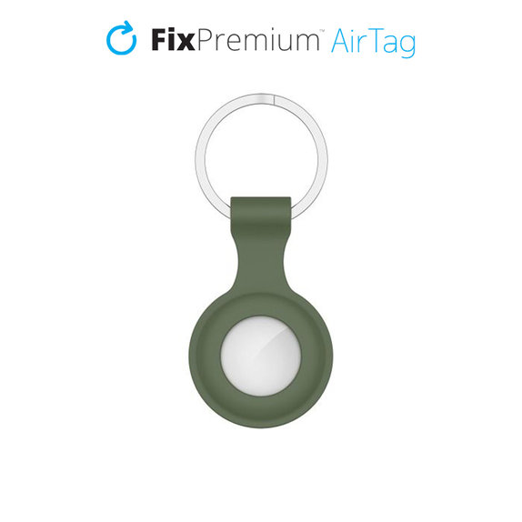 Силиконов ключодържател за AirTag, тъмно зелен, dark Зелен, Green, FixPremium
