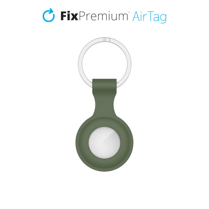 Силиконов ключодържател за AirTag, тъмно зелен, dark Зелен, Green, FixPremium
