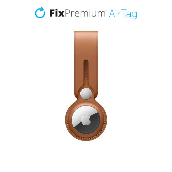 Кожен ключодържател за AirTag, Кафяв, Brown, FixPremium