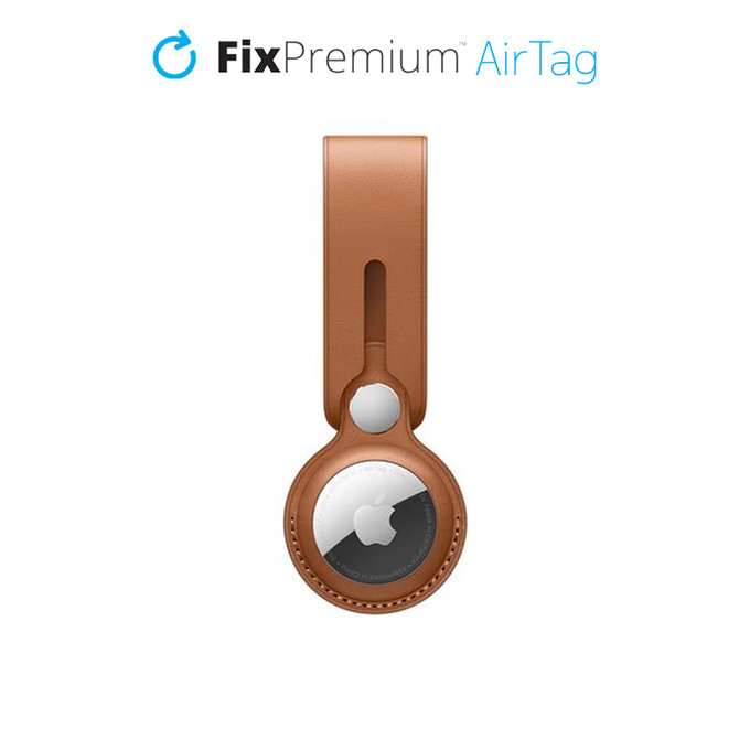 Кожен ключодържател за AirTag, Кафяв, Brown, FixPremium