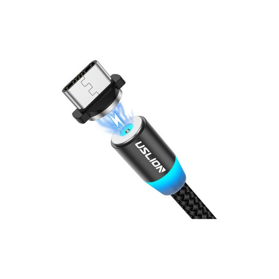 USB-C / USB магнитен кабел, 1m, Черно, Black, USLION