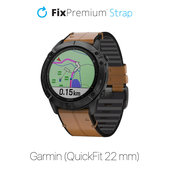 Кожена каишка за Garmin (QuickFit 22mm), светлокафяв, light Кафяв, Brown, FixPremium