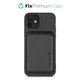 Карбонов калъф с MagSafe портфейл за iPhone 12 mini, Черно, Black