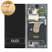 дисплей за Samsung S23 Ultra S918B, Тъчскрийн и рамка, GH82-30466C, GH82-30465C, зелен, Green, Genuine Service Pack