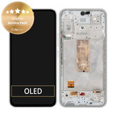 дисплей за Samsung A54 5G A546B, Тъчскрийн и рамка, GH82-31231B, GH82-31232B, бял, White, Genuine Service Pack