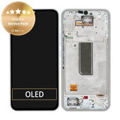 дисплей за Samsung A34 5G A346B, Тъчскрийн и рамка, GH82-31200B, GH82-31201B, Сребро, Silver, Genuine Service Pack