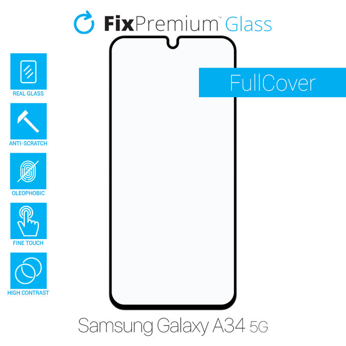 Закалено стъкло FullCover за Samsung A34 5G, FixPremium
