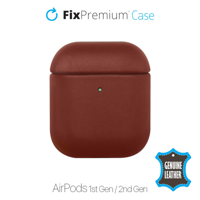 Кожен калъф за AirPods 1 & 2, Кафяв, Brown