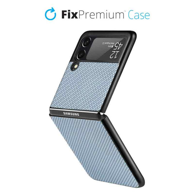 Калъф въглероден за Samsung Galaxy Z Flip 2, Синьо, FixPremium