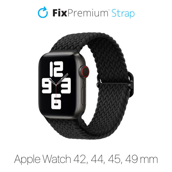 Каишка Solo Loop за Apple Watch (42, 44, 45 и 49mm), Черно, Black, FixPremium