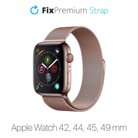 Каишка Milanese Loop за Apple Watch (42, 44, 45 и 49mm), rose gold, FixPremium