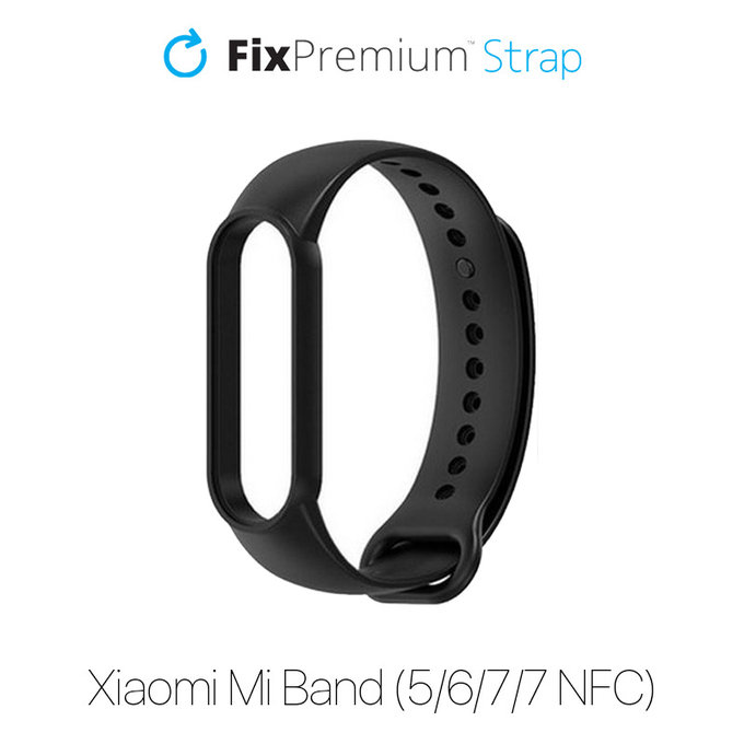 Силиконова каишка за Xiaomi Mi Band (5/6/7/7 NFC), Черно, Black, FixPremium