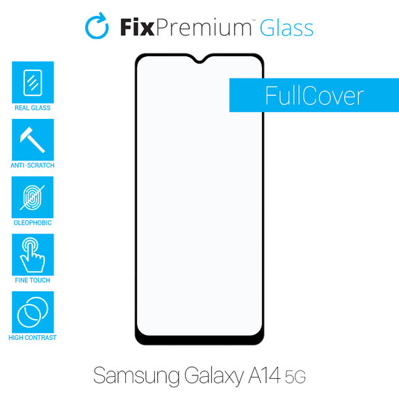 Закалено стъкло FullCover за Samsung A14 5G, FixPremium