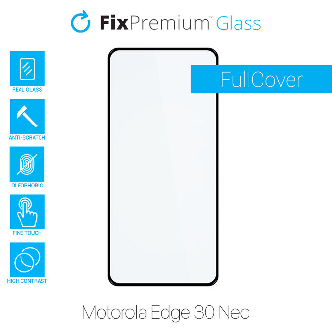 Закалено стъкло FullCover за Motorola Edge 30 Neo, FixPremium