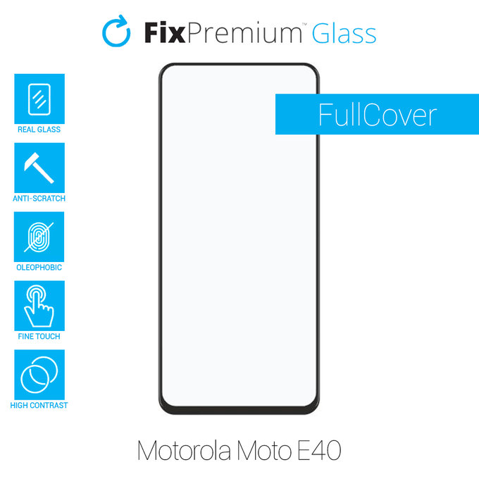 Закалено стъкло FullCover за Motorola Moto E40, FixPremium