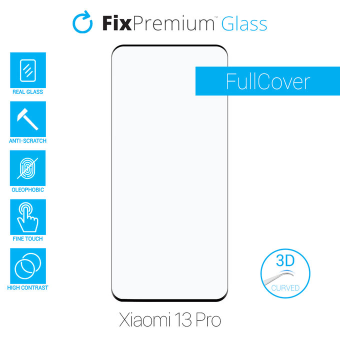 3D закалено стъкло за Xiaomi 13 Pro, FixPremium
