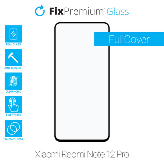 Закалено стъкло FullCover за Xiaomi Червено, Redmi Note 12 Pro, FixPremium