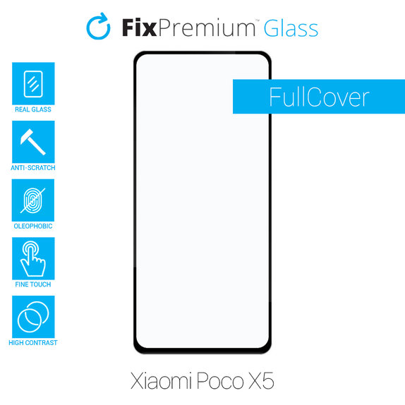 Закалено стъкло FullCover за Poco X5, FixPremium