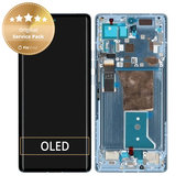 дисплей за Motorola Edge 40 Pro, Тъчскрийн и рамка, 5D68C21987, Lunar Blue, Genuine Service Pack